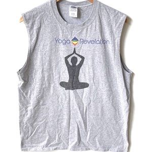 Gildan gray sleeveless yoga tee, Size L